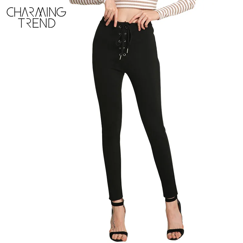 Charmingtrend карандаш Брюки для девочек Для женщин Новинка 2017 года Зима Мотобрюки