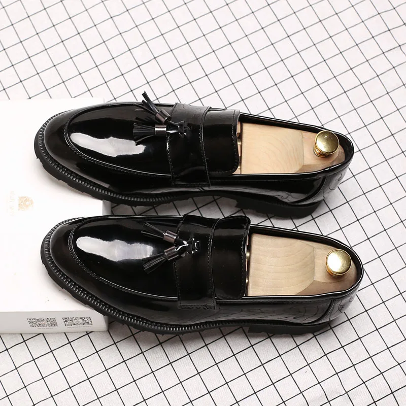 Round Toe Fashion Leisure PU Men's Dress Shoes Slip-On Med Fringe Sewing Oxfords Solid Spring Autumm Office Career Men | Обувь