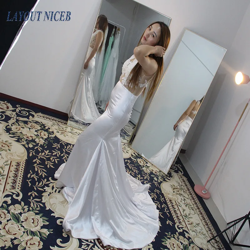 WY23 Роскошные Vestido de Noiva Русалка Свадебные платья с открытой спиной Кружева на