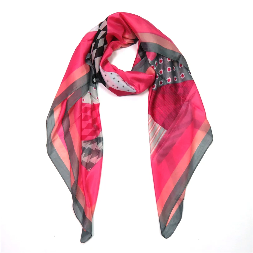 Scarf For Women Large Square Polyester Geometric Ladies Bandana Summer Pashminas Shawl Wrap Muslim Hijab Scarves Female Lencos | Аксессуары