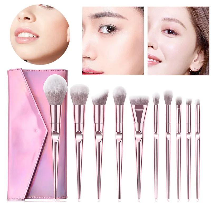 10 шт./компл. роскошный набор кистей для макияжа Розовая ручка Кисть и 1 шт.