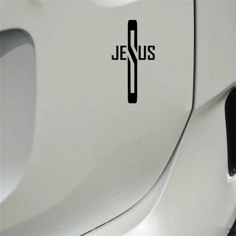 

YJZT 6.6CM*12.7CM Jesus Cross Vinyl Car Motorcycle Sticker Decals Black/Silver C13-000244