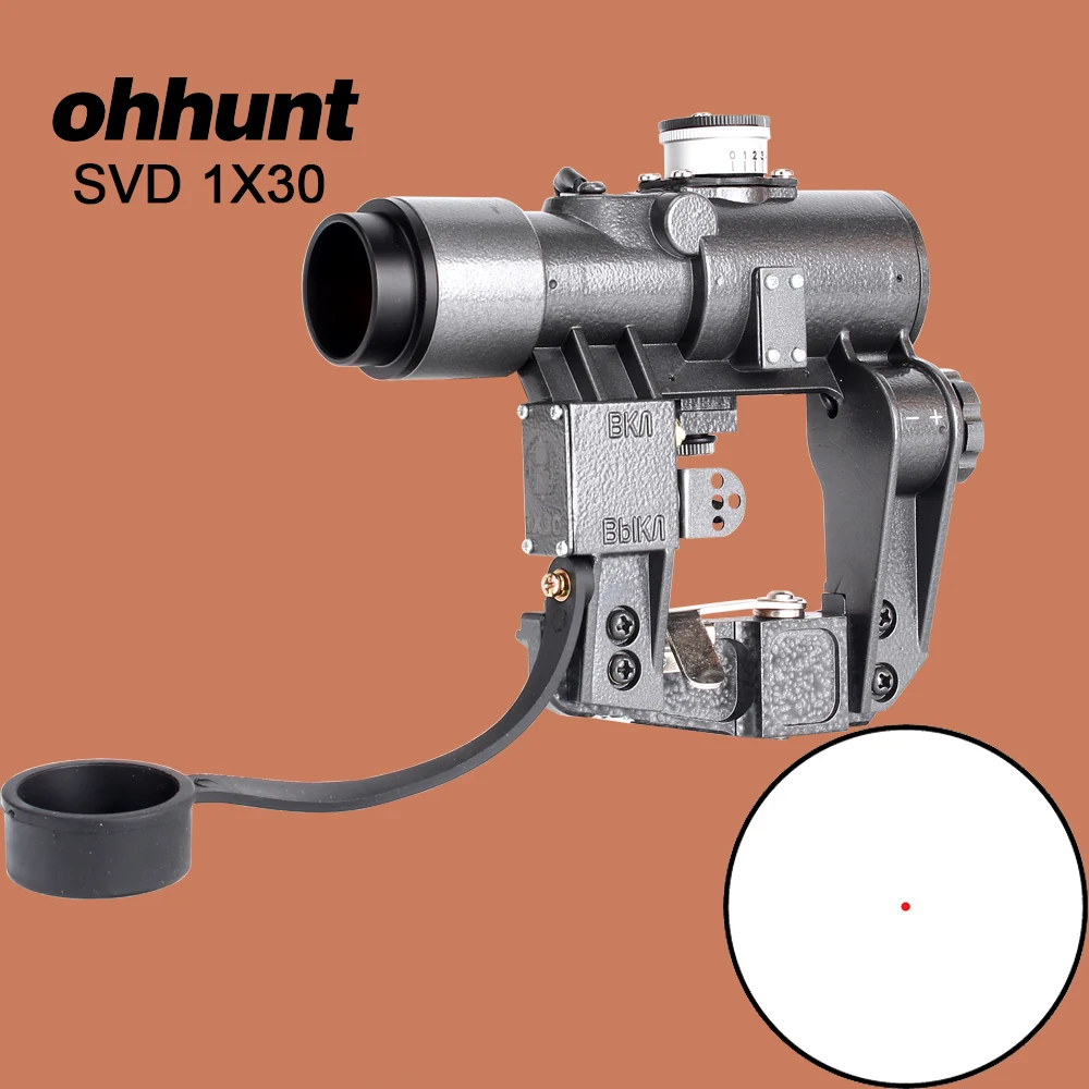 Ohhunt компактный драгунов 1X30 SVD красный с подсветкой охотничий прицел тактическая оптика прицелы подходит для Tigr SKS Стиль боковое Крепление