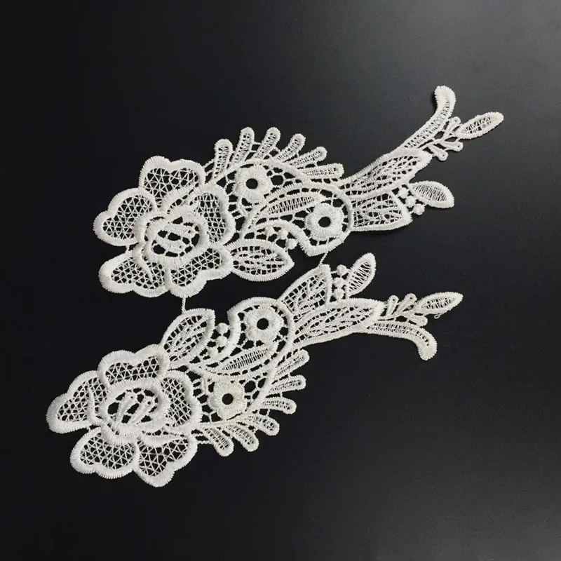 1 пара белых кружевных воротников с вышивкой декольте Цветочная отделка