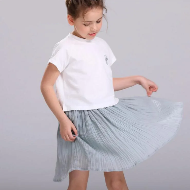 Плиссированная юбка для девочек Новинка лета 2021 длинная детская одежда Пляжная