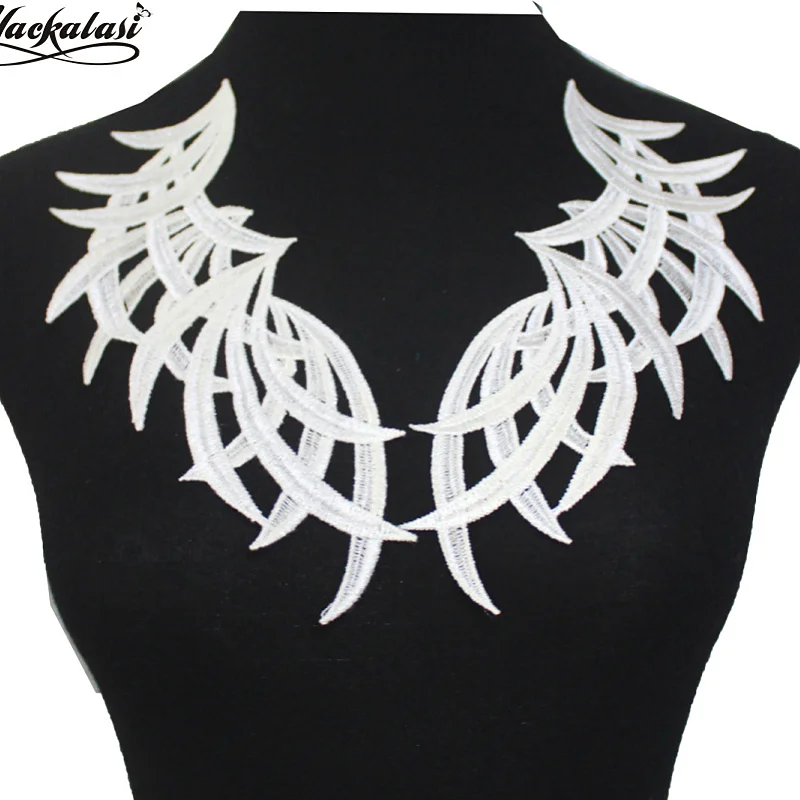 

Аппликации YACKALASI с цветочным кружевом и воротником, 5 пар, зеркальные пары, свадебное платье, нашивки с вышивкой, полиэстер 23-10 см