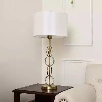 

Modern Bedside Table Lamp Fabric Shade Minimalist Metal Ring Desk Lamp For Study Bedroom Hotel Restaurant Desk Lighting TA099