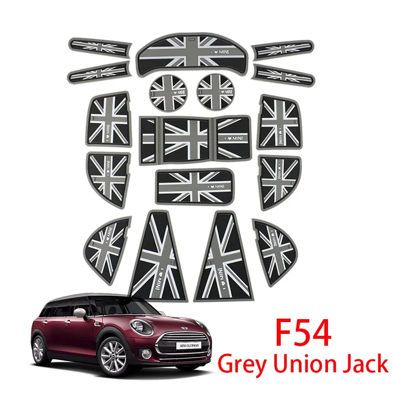 F54 Grey Union Jack Юнион Джек Автомобильный держатель для воды ворота Слот коврики силиконовые Противоскользящие коврики для Mini Cooper One F54 F55 F56 F60 земляк автомобильные аксессуары - Название цвета: F54 Grey Union Jack