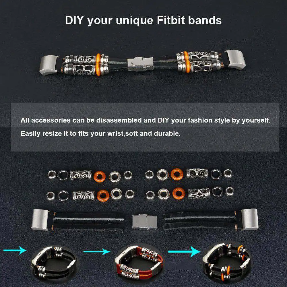 Ремешок из натуральной кожи для смарт часов Fitbit Charge 3 регулируемый сменный