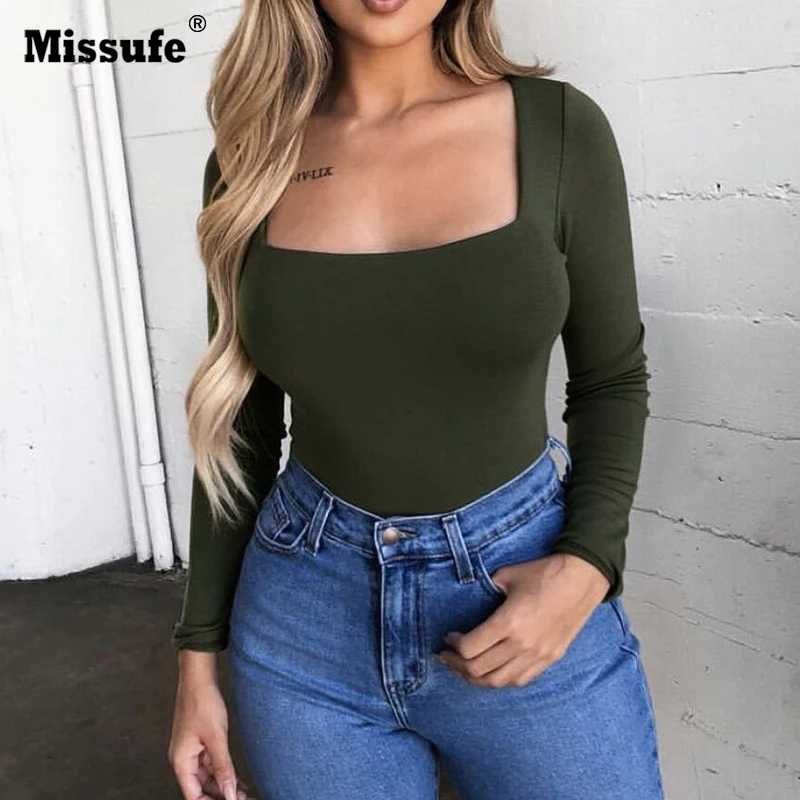 Женская футболка с длинным рукавом Missufe однотонная облегающая Базовая