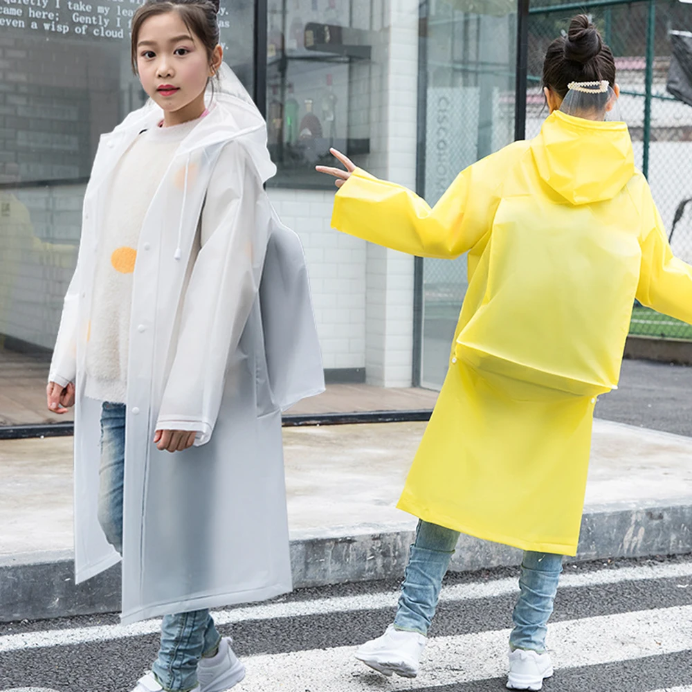 

Children's Raincoat Solid Color Boys' Schoolbags One-piece Poncho Long Trekking Pupils Thicken Girls Raincoat Jacket