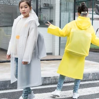 childrens raincoat solid color boys schoolbags one piece poncho long trekking pupils thicken girls raincoat jacket