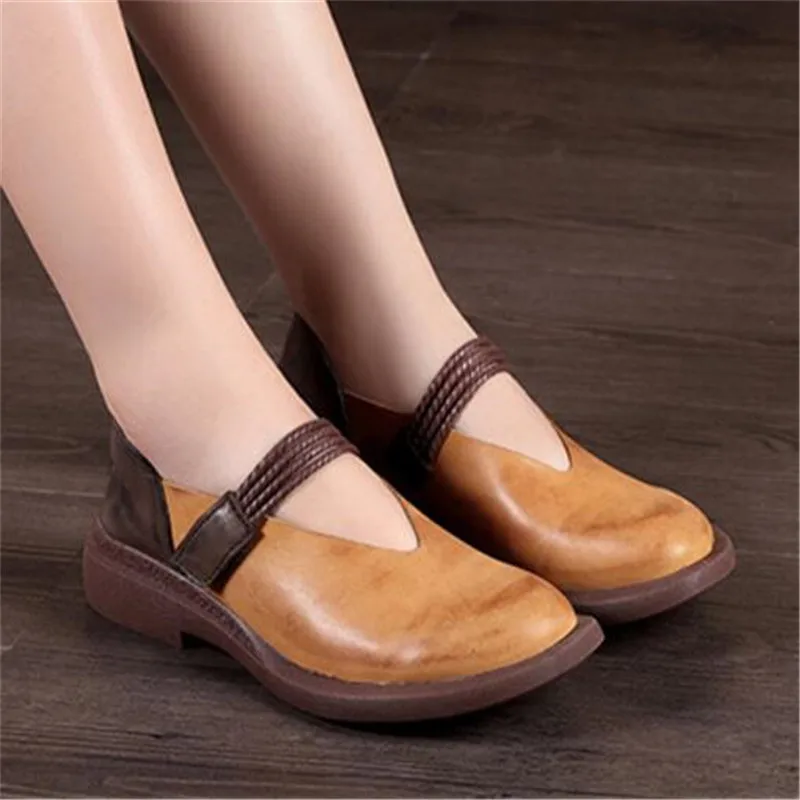 

Whensinger - 2020 New Autumn Women Shoes Genuine Leather Mixed Colors Hook & Loop 7892 Casual sneakers womens flat shoes