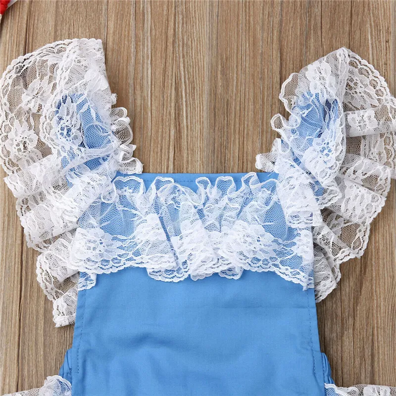 Милое Кружевное боди для маленьких девочек летняя одежда новорожденных с рюшами