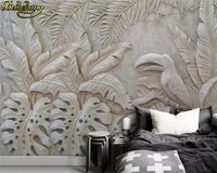 beibehang 3d papel de paede custom wallpaper 3d embossed tropical rainforest toucan background wall painting 3d wallpaper