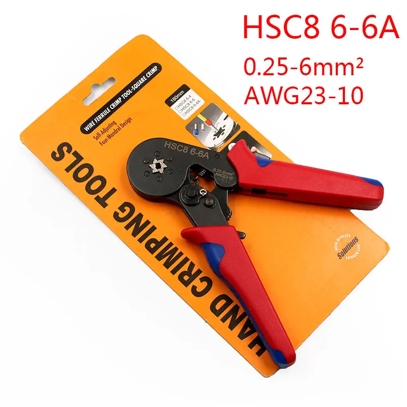 6 6 A with package FASEN HSC8 6-6 SELF-ADJUSTABLE MINI-TYPE CRIMPING PLIER 0.25-6mm2 Straight German Pliers Hand Tools VE Terminal Connectors - Цвет: 6 6 A with package