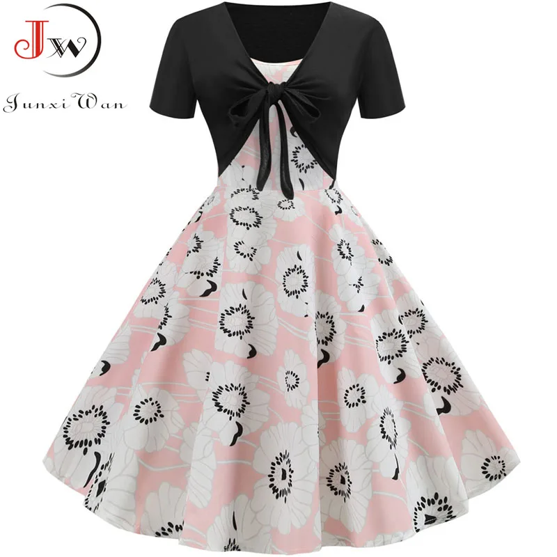 Винтажное платье 2019 летний комплект из двух предметов женское в горошек стиле