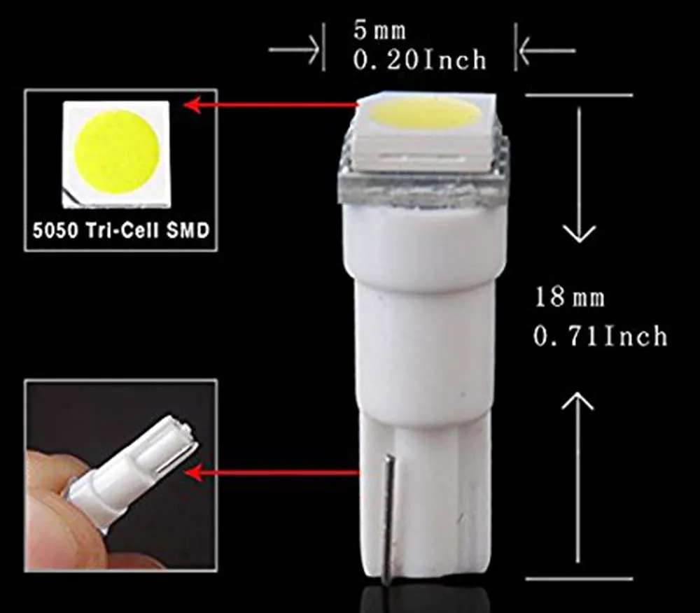 YSY 300 шт. Высокое качество 10 Синий T5 5050 1SMD клиновидная Панель Светодиодный