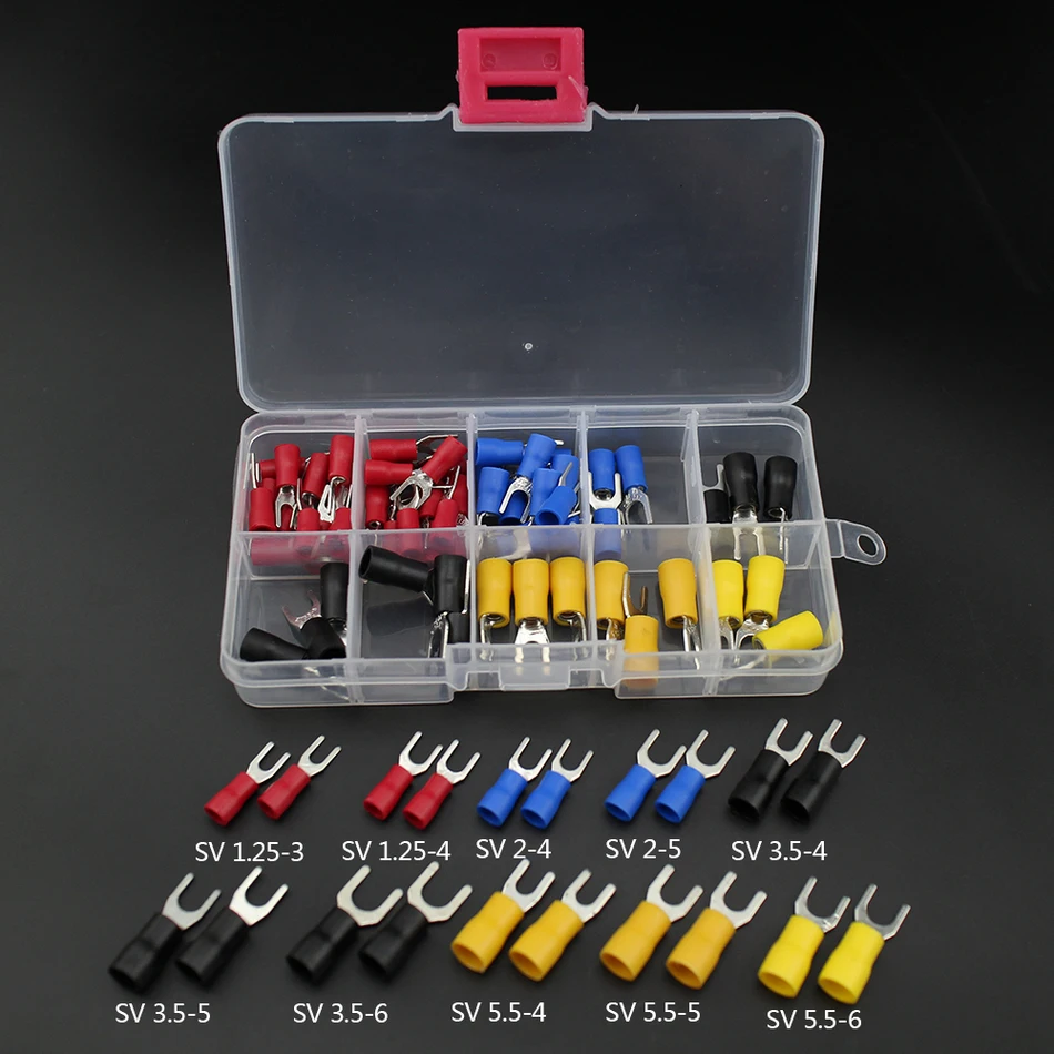 80 шт. Вилка Клемма медный обжимной соединитель изолированный конец шнура набор