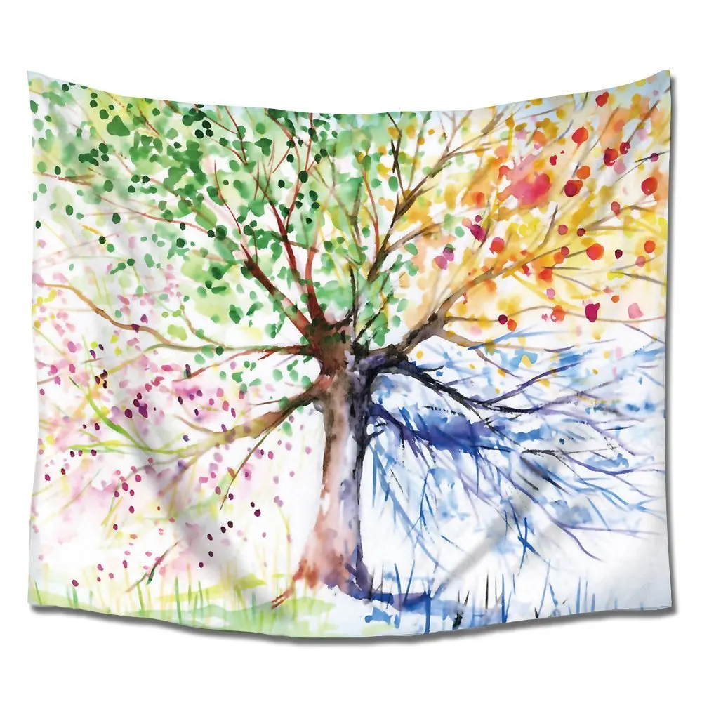 

Colorful Tree Four Seasons Art Print Wall Tapestry Hangings Polyester Fabric for Home Bedroom Living Room Dorms Decor