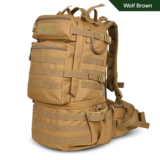 brown 50л открытый Рюкзак Molle военный тактический рюкзак Mochila Militar водонепроницаемый походный рюкзак для путешествий - Цвет: brown