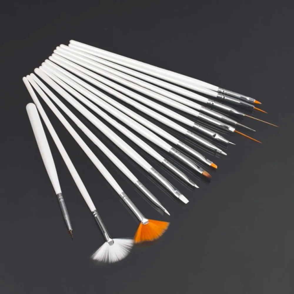 2 комплекта (1 набор = 15 шт.) щетка для декора ногтей инструментов профессиональная