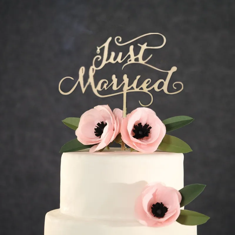 

"Только что женился" деревенский свадебный торт Топпер для помолвки Деревянный Торт Топпер-деревянные буквы торт украшения подарки сувениры Поставки