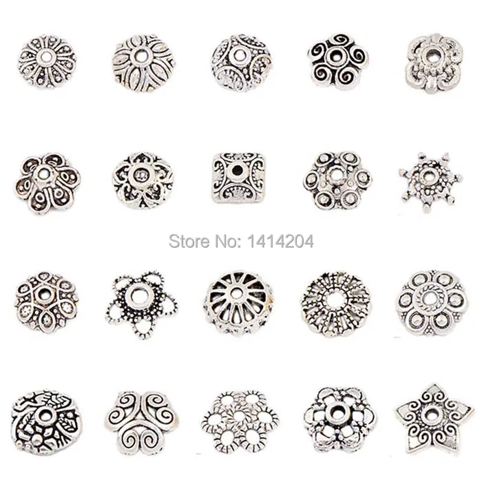 100 шт колпачок бисер цветок Torus антикварные серебряные бусины вставки из сплава