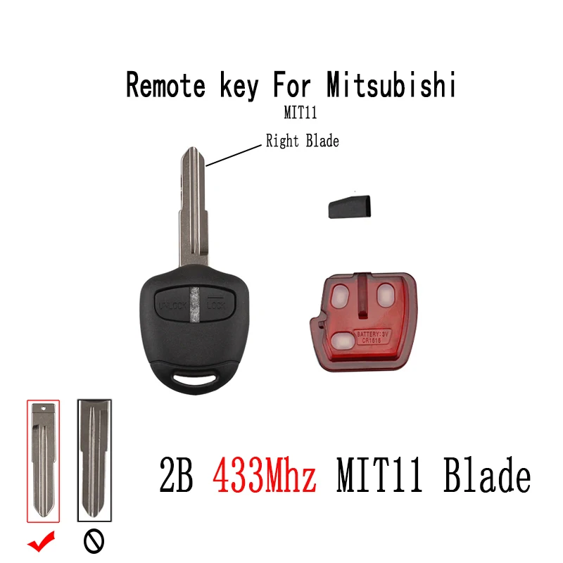 GORBIN 2 кнопки 433 МГц для MITSUBISHI Outlander Pajero Triton ASX Lancer 2008 2012 ID46 чип оригинальные ключи