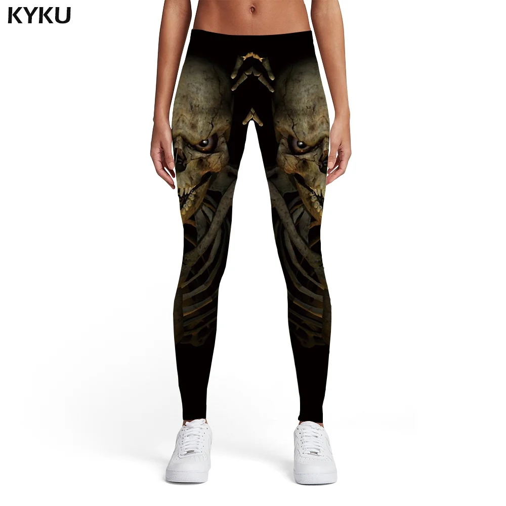 Ladies leggings08 Бренд KYKU, леггинсы с черепами, женские штаны с принтом скелета, штаны с 3d принтом, черные женские военные эластичные женские леггинсы, штаны - Цвет: Ladies leggings08