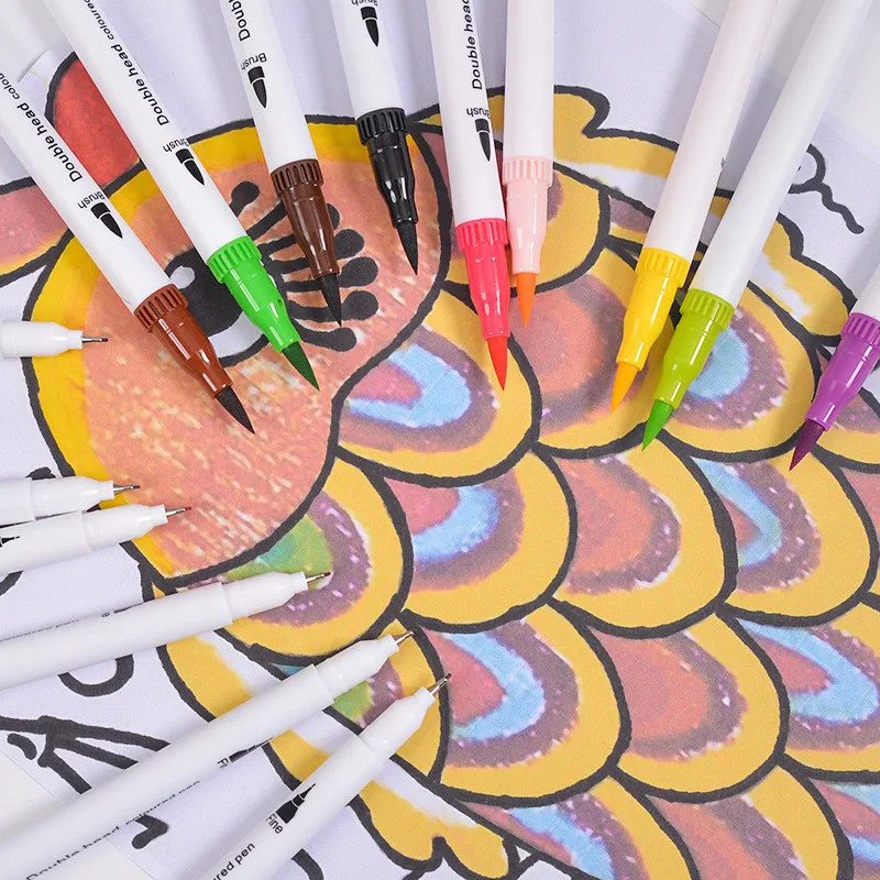 60 цветов/набор Двойные головки художественные маркеры профессиональная