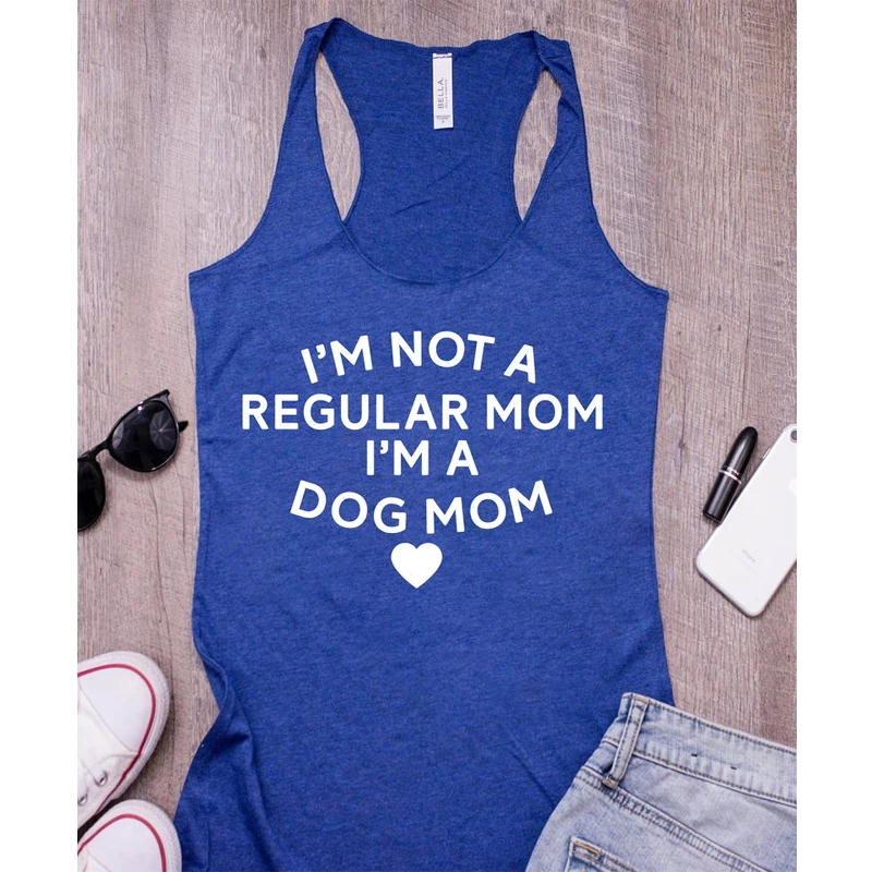 

Жилет I'm Not A Regular Mom I'm A Dog Mom, майки с принтом сердца, повседневные женские топы с цветочным принтом, забавные майки для спортзала, Подарочная р...