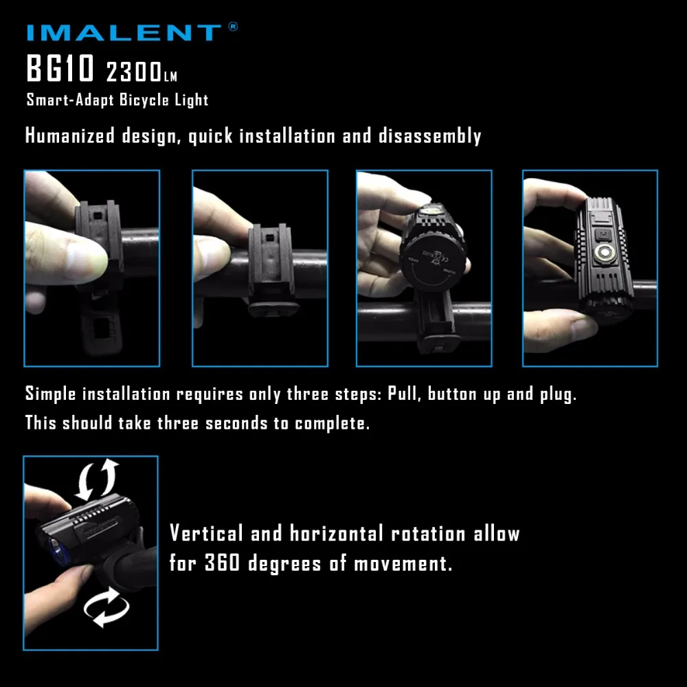 Imalent BG10 светодиодный светильник-вспышка с зарядкой от usb, велосипедный светильник CREE XHP50 2300LM, светодиодный S O светодиодный экран, водонепроницаемый велосипедный светильник+ аккумулятор 26350