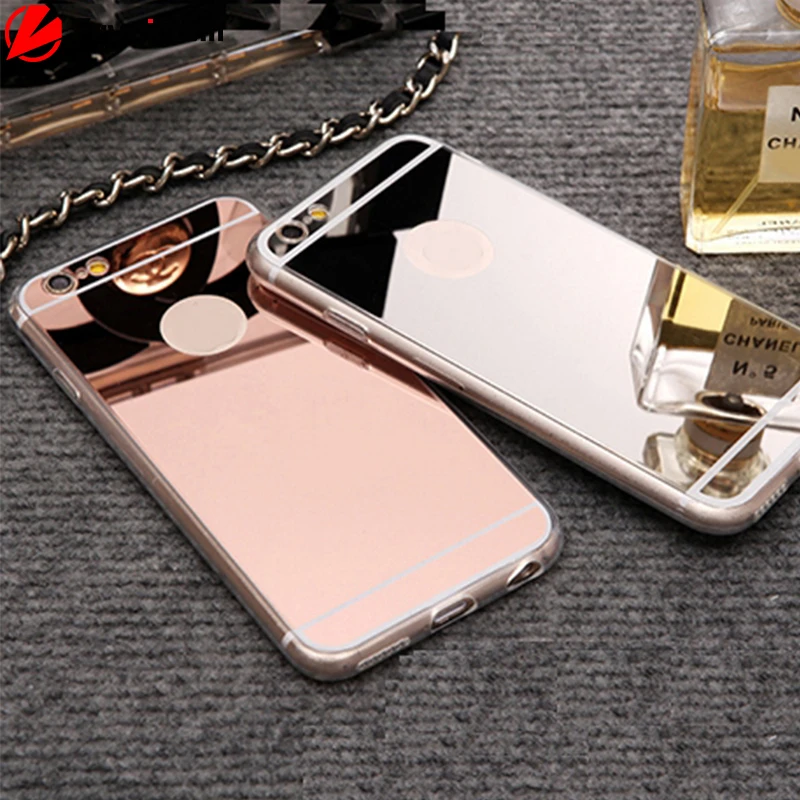 Силиконовый Золотой металлизированный зеркальный чехол для iPhone 7 6 6S Plus 5 5S SE 8 X XS Max