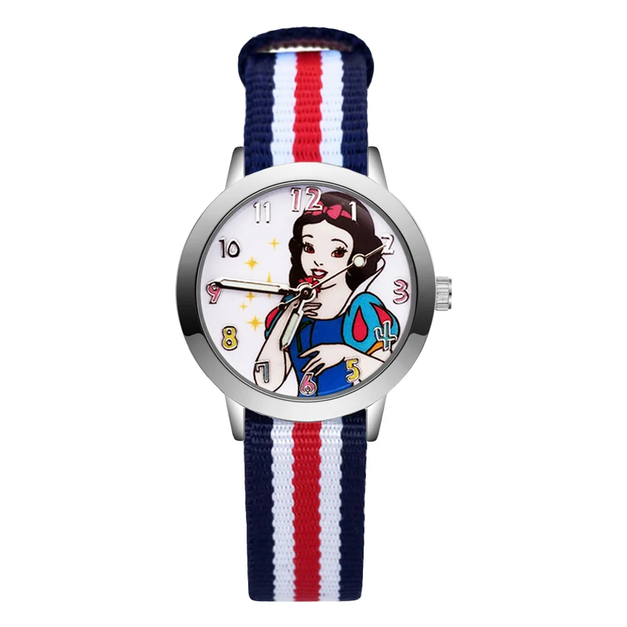 

Fashion Wrist Watches Cartoon Cute Pretty Princess Style Children's Kids Student Girls Boys Quartz Nylon Strap Clock JA89