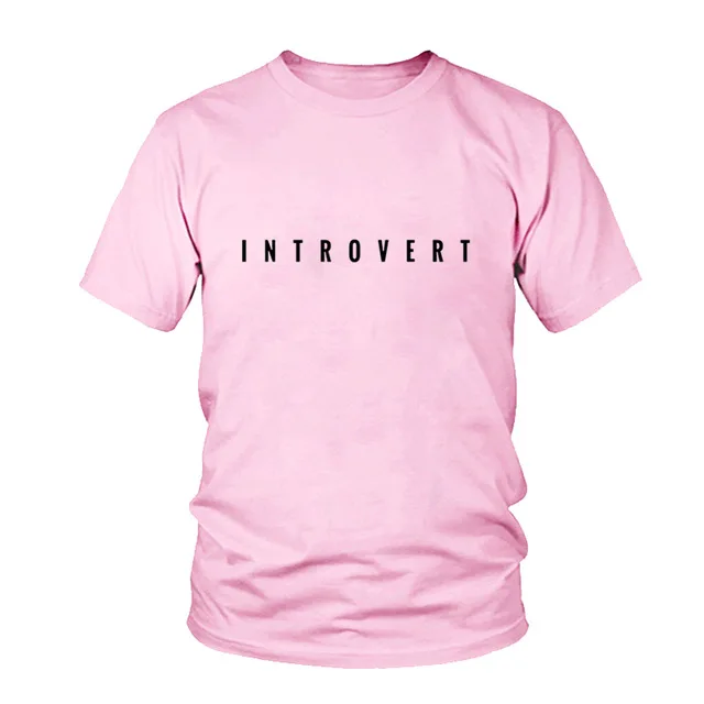 Женская футболка Introvert принт забавные буквы с коротким рукавом и круглым вырезом