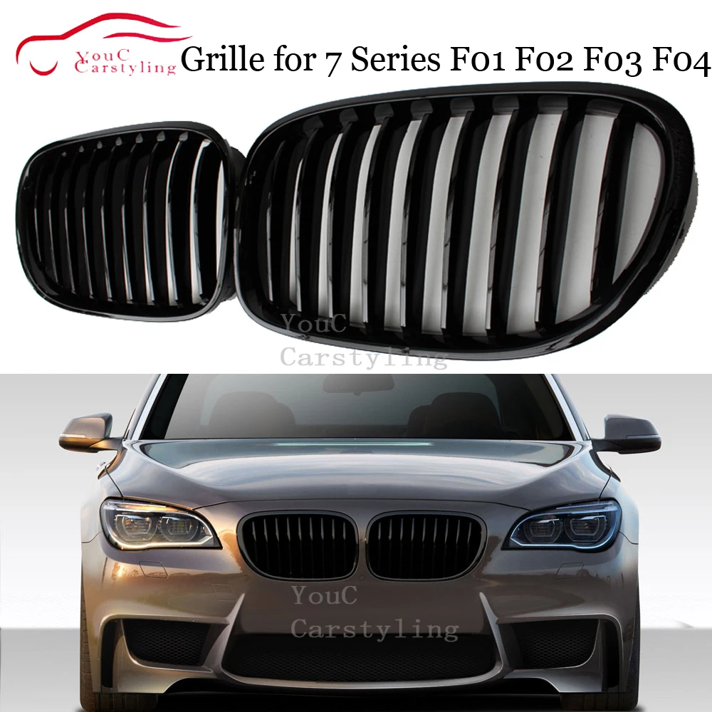 

ABS CF Front Kidney Grille Black M Color Bumper Grills Mesh for BMW 7 Series F01 F02 F03 F04 Sedan 2010 - 2015 740i 750i 760i