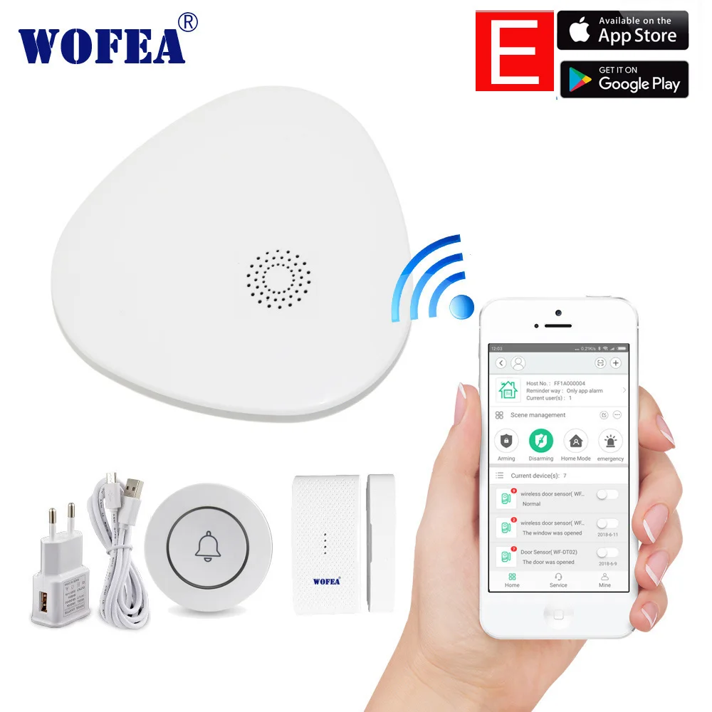 Wofea wifi RF Gataway домашняя система охранной сигнализации DIY KIT IOS и Android смартфон приложение smart host V10 - Цвет: V10 kits E