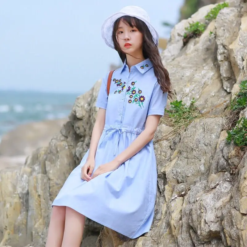 Летнее платье Mori Girl новинка 2019 модные женские платья с коротким рукавом и