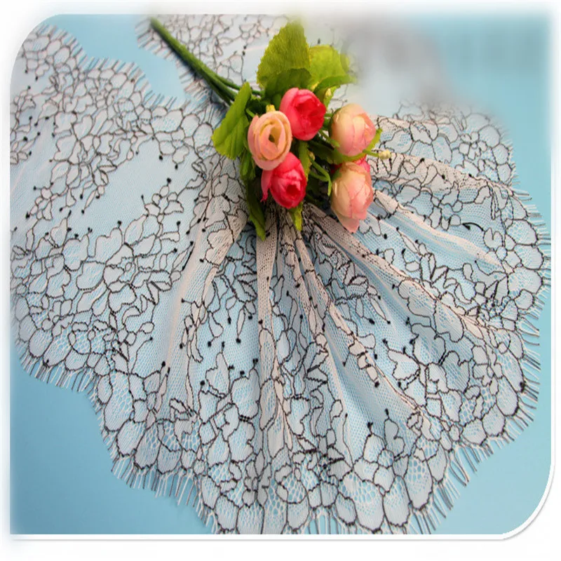 3M/ lot Eyelash Lace Fabric 16.5cm DIY Decorative High Quality Soft Off Nylon Trim Wedding Dress | Дом и сад