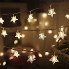Рождественская гирлянда, 10204050 светодиодов, с мерцающими звездами, на батарейках, Декоративная гирлянда для праздника, вечеринки, свадьбы