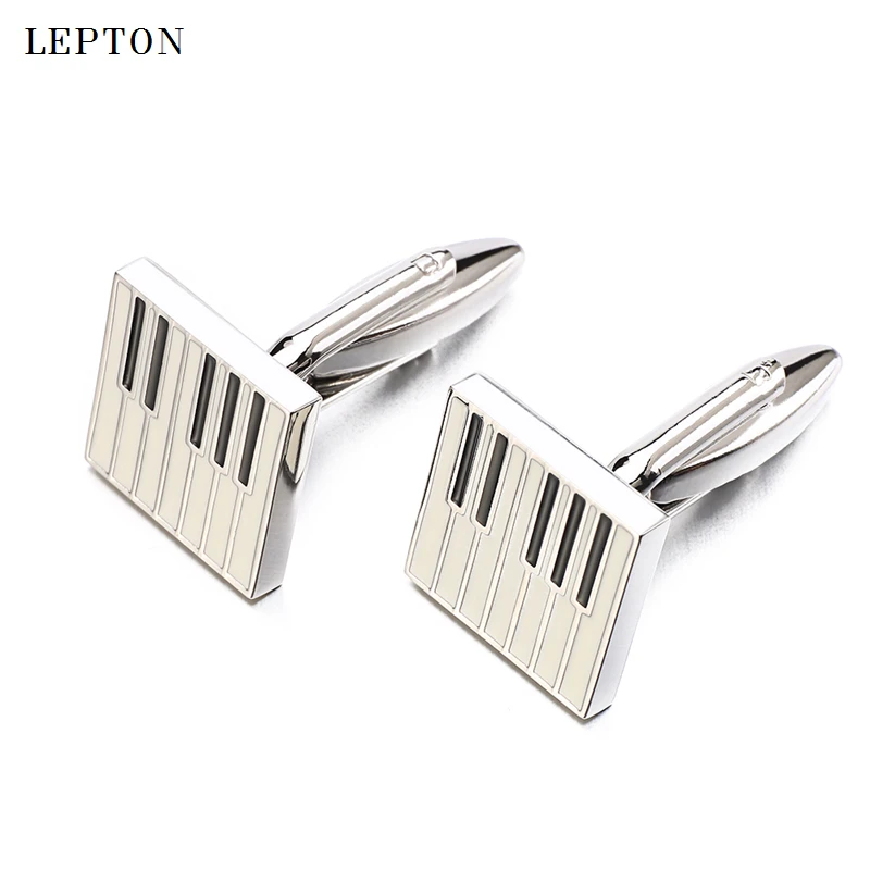 

Lepton Piano Keyboard cufflinks for mens Hot Sale Square Musical Instrument Funny Piano keys Cufflinks Shirt Cuffs Cuff links