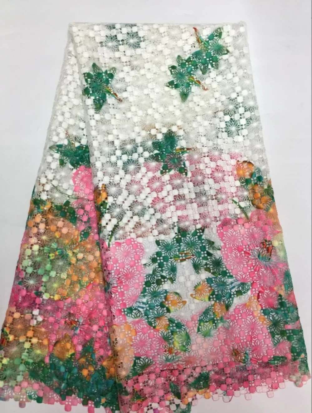 Нигерийская кружевная ткань гипюр хлопок химическое французское кружево желтый