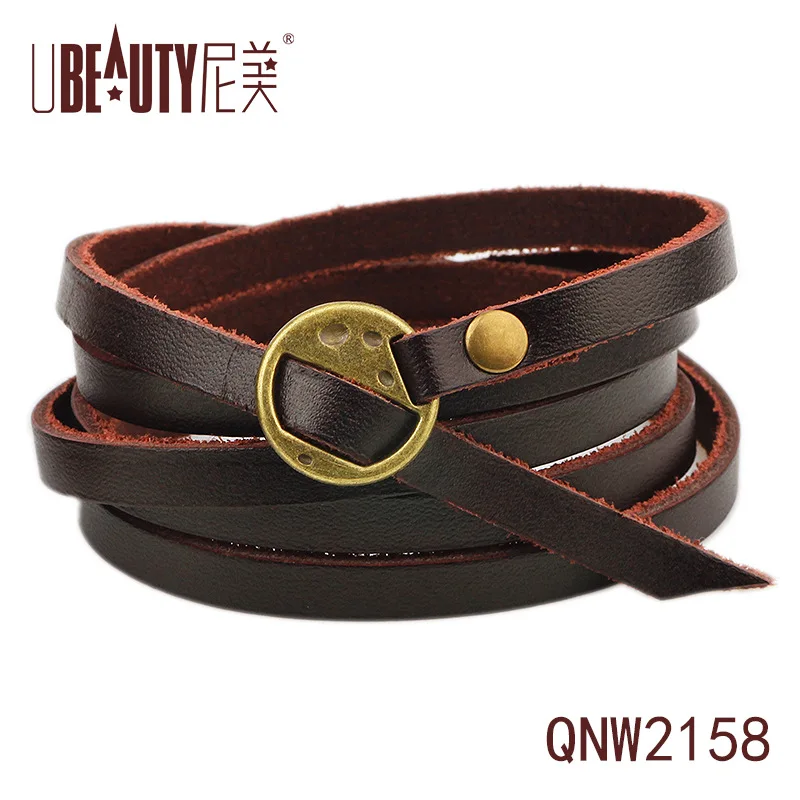 2018Vintage MultiLayer Genuine Leather Bracelets Men Punk Retro Five Circle Unisex Wrist Bracelets&ampBangles Jewelry Gifts | Украшения и