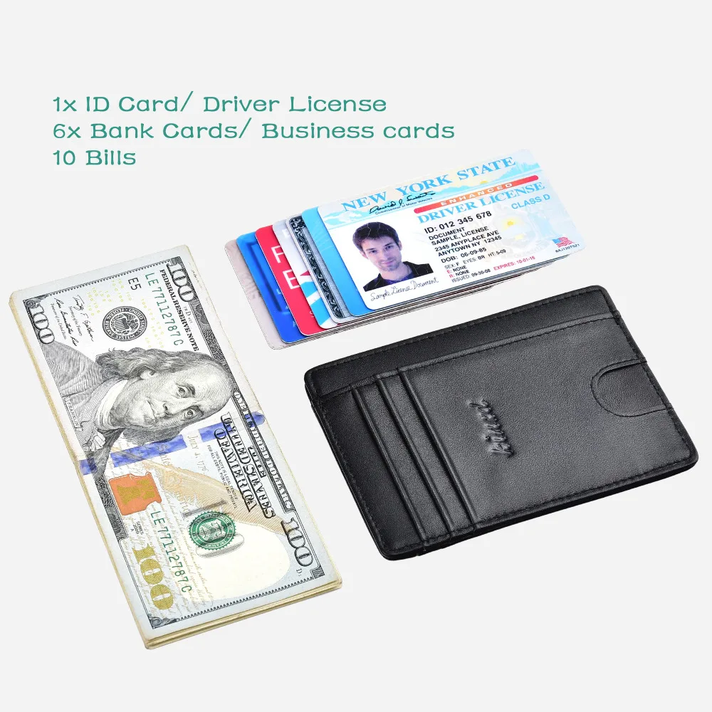 Kinzd тонкий кошелек RFID передний карман минималистичный безопасный держатель