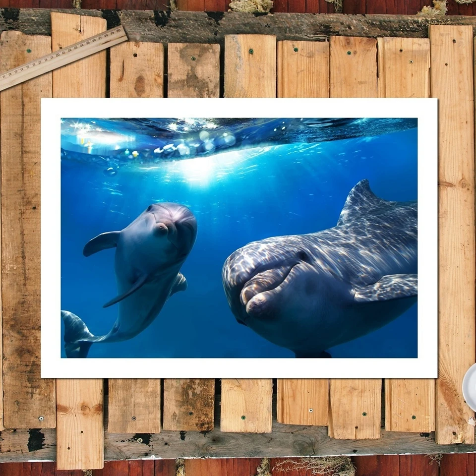 Для Гостиная Wall Art Холст Картина цельнокроеное платье подводный дельфины печать
