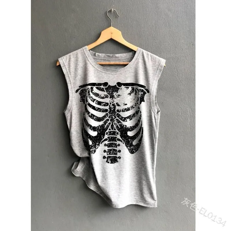 Raistevern, женские модные летние топы, Череп, скелет, 3d Скелет, кость, заколка, футболка, Забавные топы, Harajuku, панк-рок, графические футболки