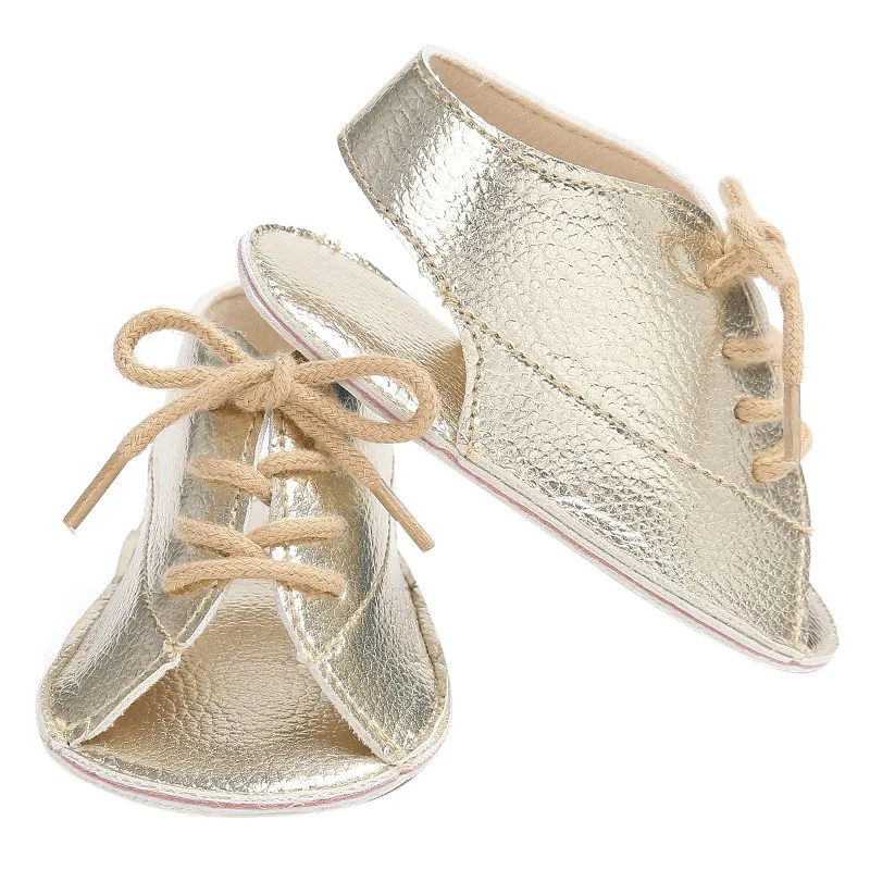 

Baby Boys Shoes Summer Lace-Up PU Leather First Walkers Soft Soled Anti-Slip Newborn Kids Shoe New