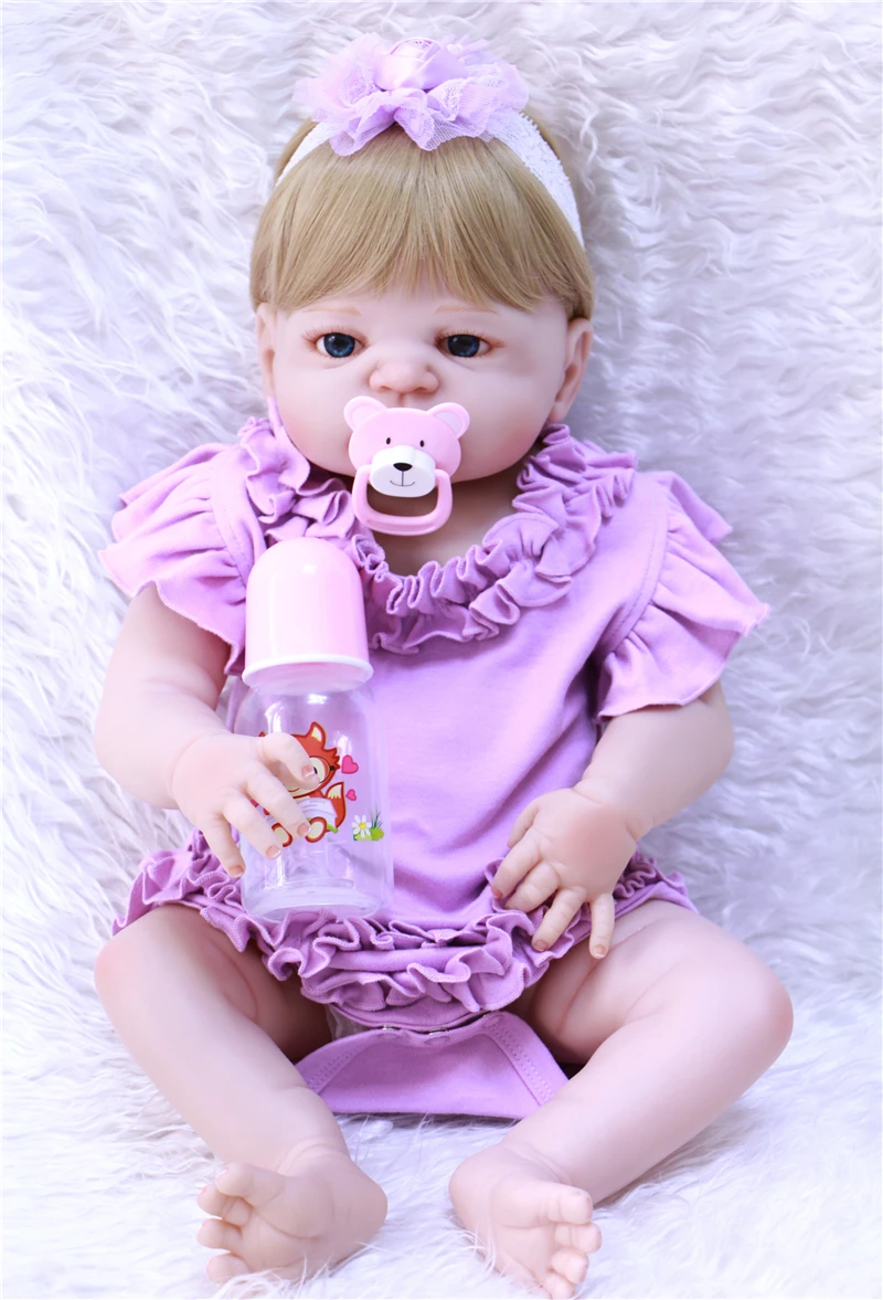 Bebe princess reborn 22 &quot55 см силиконовые куклы для новорожденных девочек фиолетовая