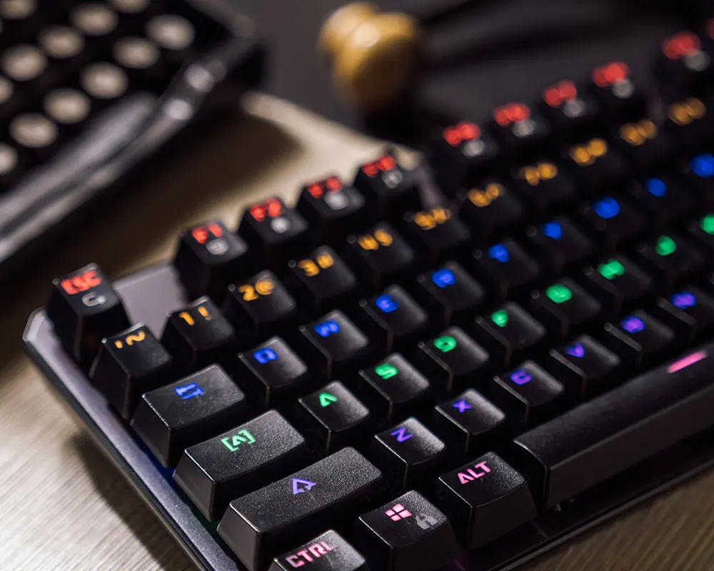 USB Проводная Механическая игровая клавиатура синий и красный цвета содержание